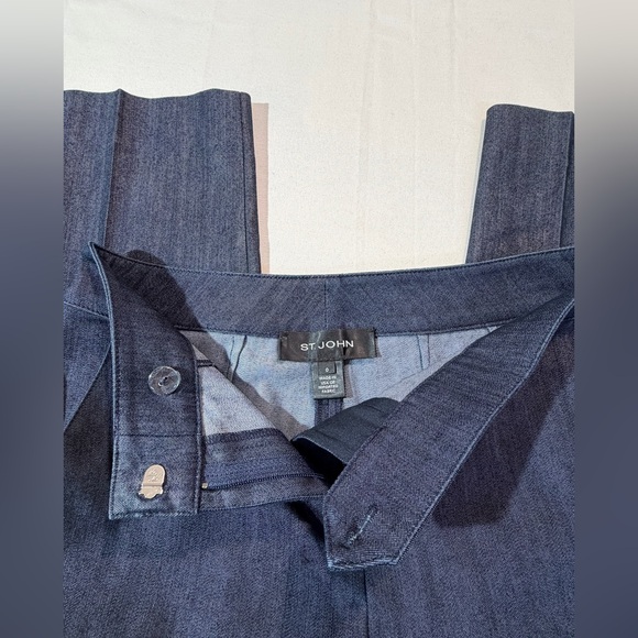 ST JOHN Dark Indigo Cotton Blend Denim Pants Sz 0 Made in USA Career Minimalist - Picture 5 of 7
